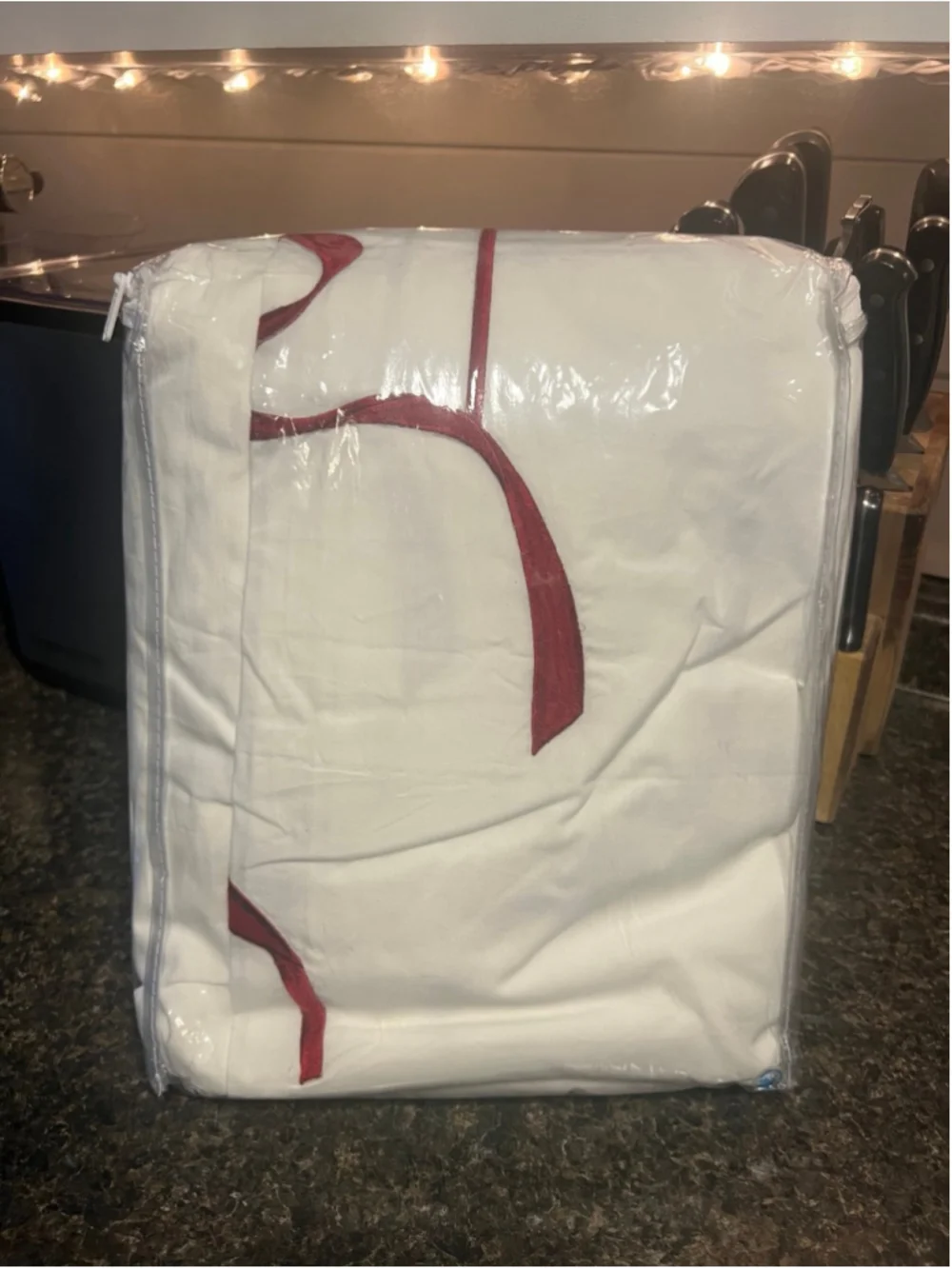 NWT Monique Lhuillier x Pottery Barn Nell Embroidered Red Bow Queen Duvet Cover